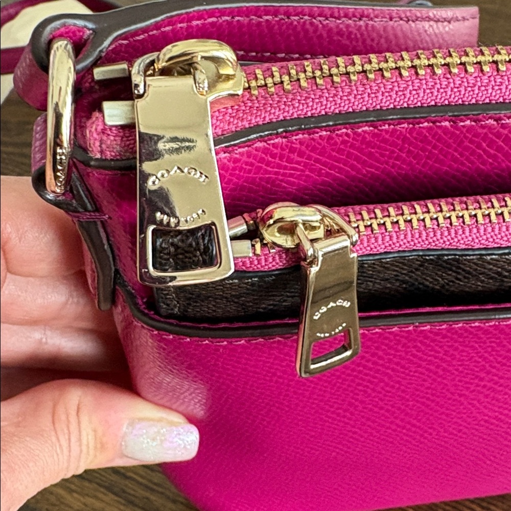 Coach East/West Pop Sunset Red Crossbody Including Removable Coach Pouch - Picture 12 of 12